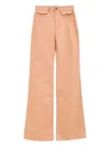 Chloé Pineapple Charm High Waist Twill Pants In Eden White