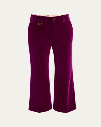 Chloé Flared Velvet Trousers In Pansy Purple