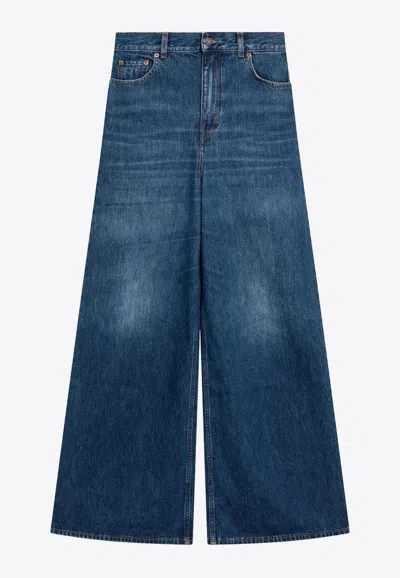 Chloé Flared Jeans In Washed Midnight Blue Denim