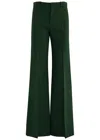 Chloé Virgin Wool Flared Trousers In Green