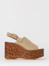 Chloé Desert Sand Beige Suede Calf Leather Maxime Wedges Sandals In Nude