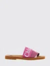 Chloé Woody Logo Canvas Sandal In Pink