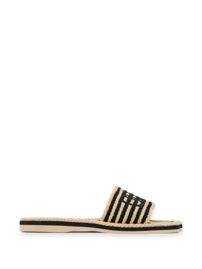 CHLOÉ "CHLOE" FLAT SANDALS,CH26U19AXP 905 BLACK WHITE