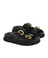 Chloé Nil Shearling-lined Leather Sandals In Black