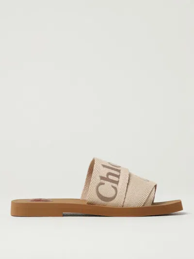 CHLOÉ FLAT SANDALS CHLOÉ WOMAN COLOR BEIGE,H14632022
