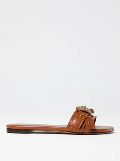CHLOÉ FLAT SANDALS CHLOÉ WOMAN COLOR BROWN,G44598032