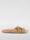 Chloé Polly Suede Sandals With Gold Metal Buckles In Brown