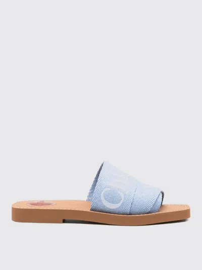 Chloé Flat Sandals  Woman Color Gnawed Blue