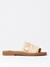 Chloé Beige Linen Woody Slippers In Ivory
