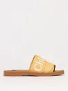 Chloé Woody Logo Embroidered Flat Slides In Gelb