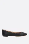 Chloé Lauren Scalloped Leather Ballerina Flat In Black