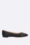Chloé Lauren Scalloped Leather Ballerina Flat In Black