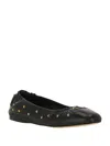 Chloé Elasticated Trim Round Toe Studded Design Ballerina Shoes In Black