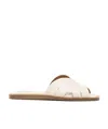 Chloé Lucille Calf Leather Flat Sandals In White