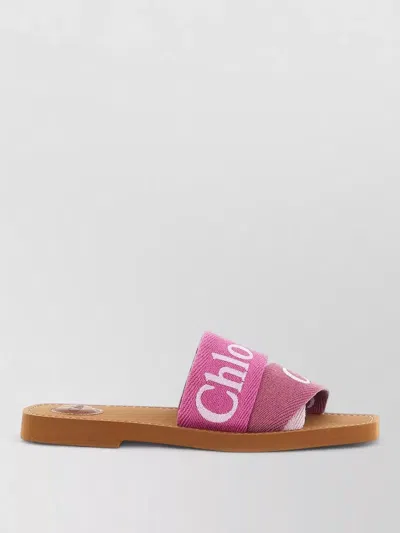 Chloé Flat Sole Open Toe Leather Sandals In Pink