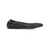 Chloé Elasticated Trim Round Toe Studded Design Ballerina Shoes In Black
