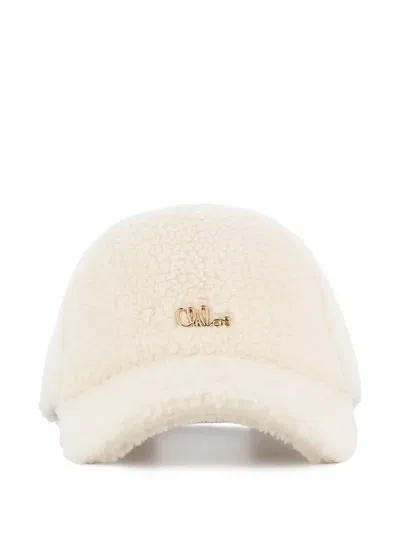 Chloé Kids' Fleece Logo-plaque Cap In Neutral