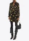 Chloé Robe Courte À Nouer En Jacquard De Soie Et Lurex Femme Noir Taille 38 80% Soie, 20% Polyamide, Pinct In Black