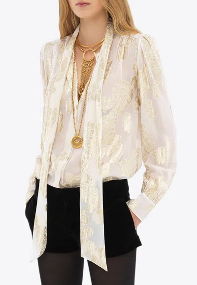 CHLOÉ FLORAL BROCADE SILK BLOUSE