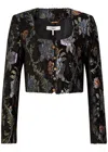 Chloé Chloe Floral-brocade Woven Cropped Jacket In Black