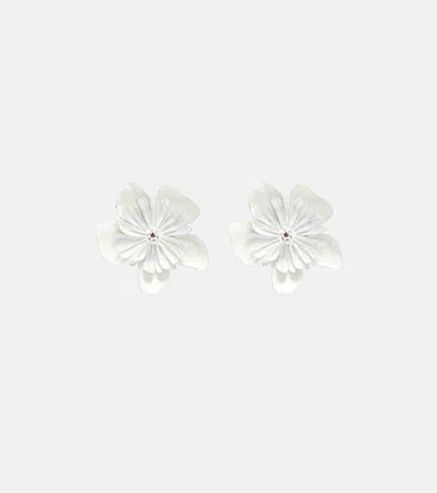 Chloé Floral Clip-on Earrings In White