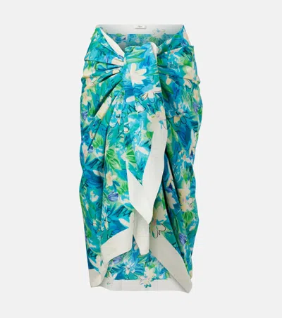 Chloé Floral Cotton Beach Cover-up In Blue