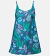 Chloé Printed Cotton-jersey Mini Dress In Blue