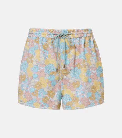 Chloé Floral Cotton Terry Shorts In Multi