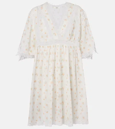 Chloé Floral Cotton Voile Minidress In White