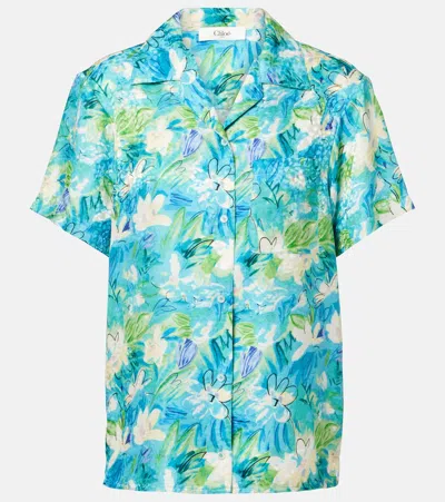 Chloé Floral Cotton-blend Bowling Shirt In Multi