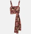 Chloé Floral Silk Cropped Top In Pink