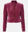 Chloé Chloe Embroidered-jacquard Velvet Jacket In Pink