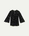Chloé Mini Robe À Manches Bouffantes En Velours Femme Noir Taille 40 60% Viscose, 40% Soie In Black