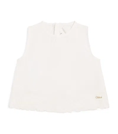 Chloé Kids' Floral Embroidered Blouse In White