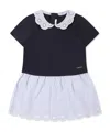 Chloé Kids Baby Broderie Anglaise Striped Cotton Dress In Blue