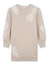 Chloé Floral-embroidered Fine-knit Dress In Neutrals