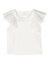 Chloé Floral-embroidered Flutter-sleeve T-shirt In White