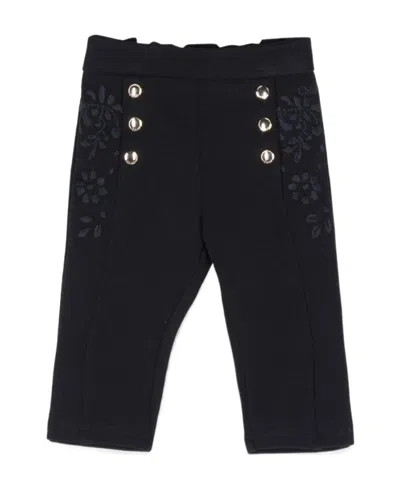 Chloé Floral-embroidered High-waisted Trousers In Black