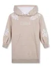 Chloé Floral-embroidered Hooded Dress In Neutrals