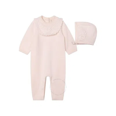Chloé Chloe Floral-embroidered Knitted Babygrow Set In Pink