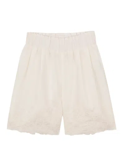 Chloé Babies' Floral-embroidered Shorts In Neutral