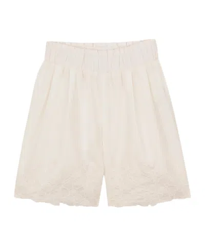 Chloé Floral-embroidered Shorts In Neutral