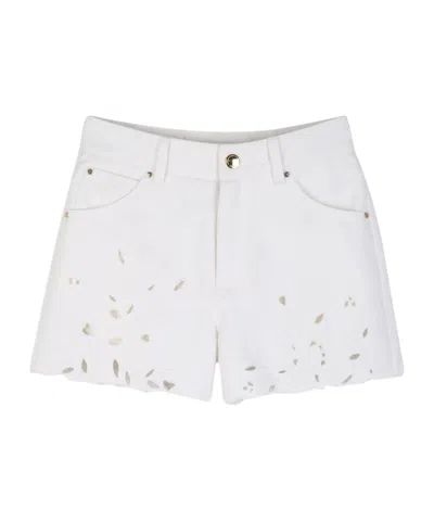 Chloé Floral-embroidered Shorts In Metallic