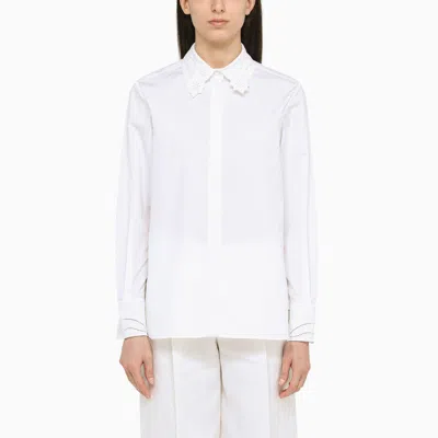Chloé Floral-embroidery Cotton Shirt In White