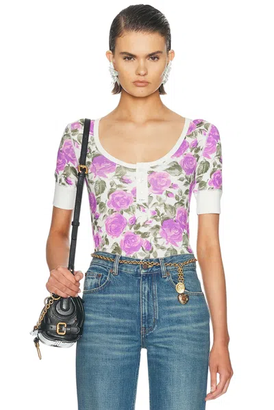 Chloé Floral Henley Top In Multi