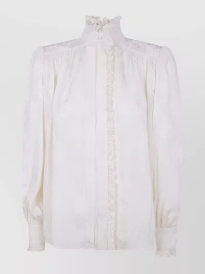 CHLOÉ FLORAL HIGH COLLAR LONG SLEEVE TOP