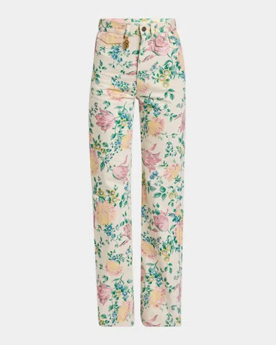 CHLOÉ FLORAL HIGH RISE FLARED JEANS