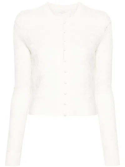 Chloé Floral-jacquard Buttoned Cardigan In Neutrals