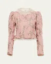 Chloé Baroque Silk-blend Taffeta Jacket With Floral Jacquard Women In Pink