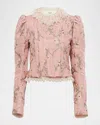Chloé Baroque Silk-blend Taffeta Jacket With Floral Jacquard Women In Pink